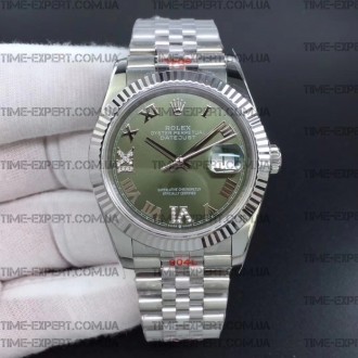 Rolex DateJust 36 126234 Steel Green Dial Diamonds Roman Markers