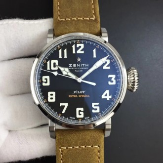 Zenith Pilot Type 20 Extra Special 45mm Black Dial on Brown Asso Strap