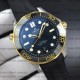 Omega Seamaster Diver 42mm Ceramic Black Dial on Blue Rubber Strap Yellow Gold