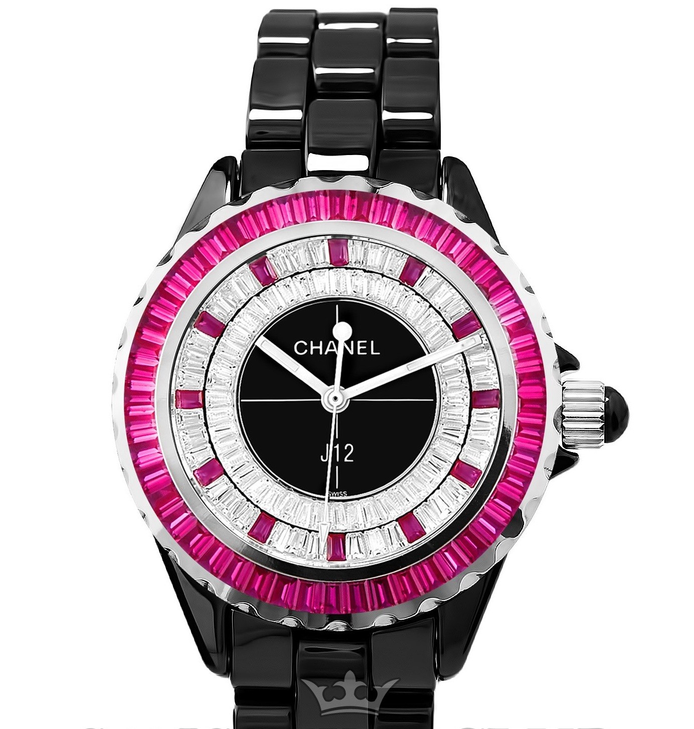 Купить часы Chanel J12 Black-Pink Diamond часы Chanel, копии