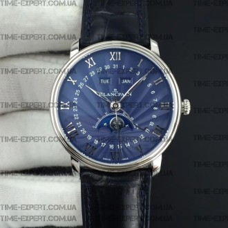 Blancpain Villeret Quantième Complet 40mm Blue Dial on Blue Leather Strap