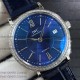 Iwc 37mm Portofino Automatic Blue Dial Diamonds Bezel on Blue Leather Strap