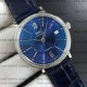 Iwc 37mm Portofino Automatic Blue Dial Diamonds Bezel on Blue Leather Strap