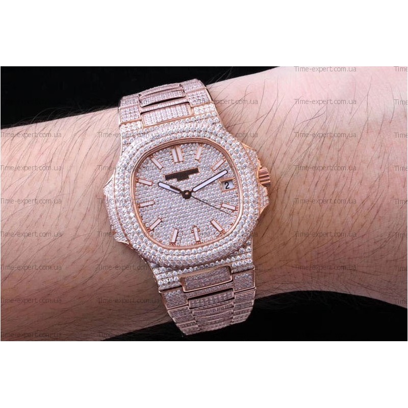 Patek Philippe Nautilus 5719 1G Full Diamond Rose Gold